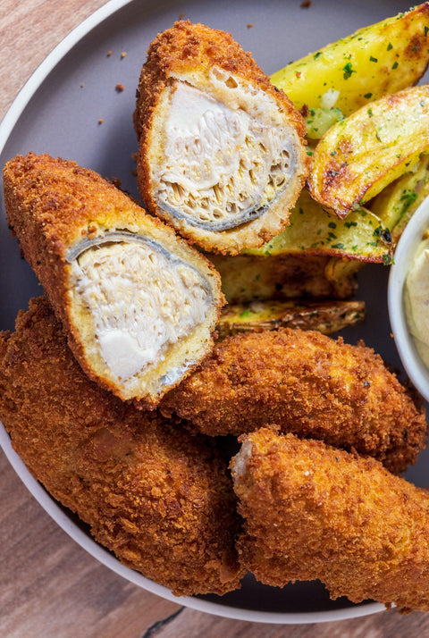 Vegetarischer Back-Visch mit Bananenblüten Rezept
