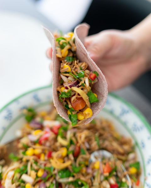 Veganer Taco mit Bananenblüten - Ceviche Style