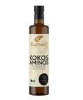 Flasche Kumaio Bio Kokos Aminos Gewürzsauce Traditionell mit hellem Etikett und Bio-Siegel