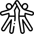 Symbol von zwei Personen, die sich zur Zusammenarbeit abklatschen – repräsentiert partnerschaftliche Zusammenarbeit und erfolgreiche B2B-Beziehungen.