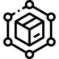Symbol eines vernetzten Würfels, das eine zuverlässige Lieferkette darstellt.