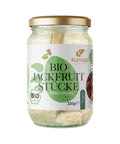 Glas mit Bio Jackfruit Stücken von Kumaio, vegan und ballaststoffreich, 220g.